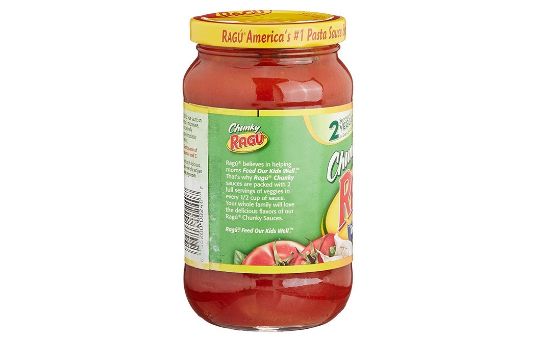 Ragu Tomato, Garlic & Onion, Chunky Pasta Sauce   Glass Jar  396 grams